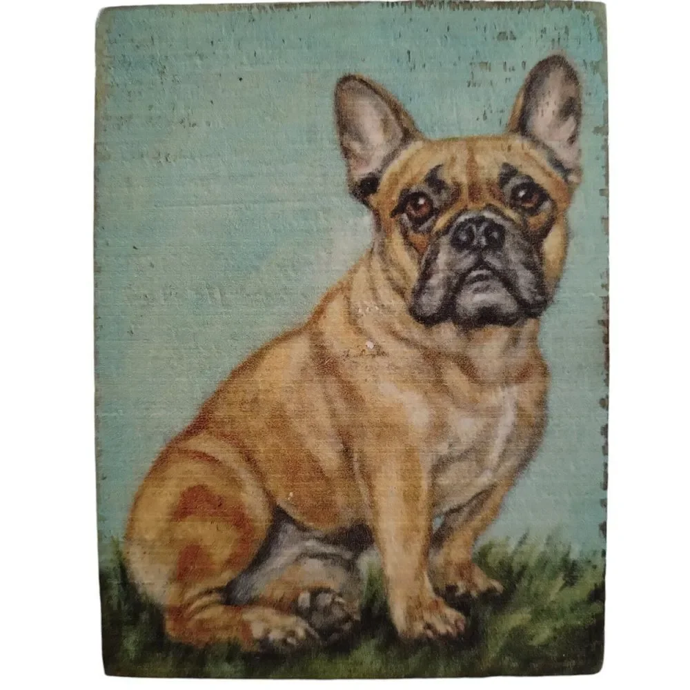 Primitives by Kathy French Bulldog‎ Wood Sign Magnet Home Decor Gift 4.5